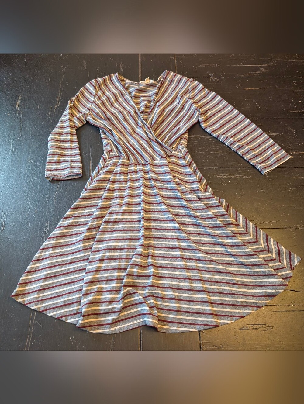 Rolla Coster Dress Womens Size Small Striped V-Neck Flare Flirty Coquette Girl